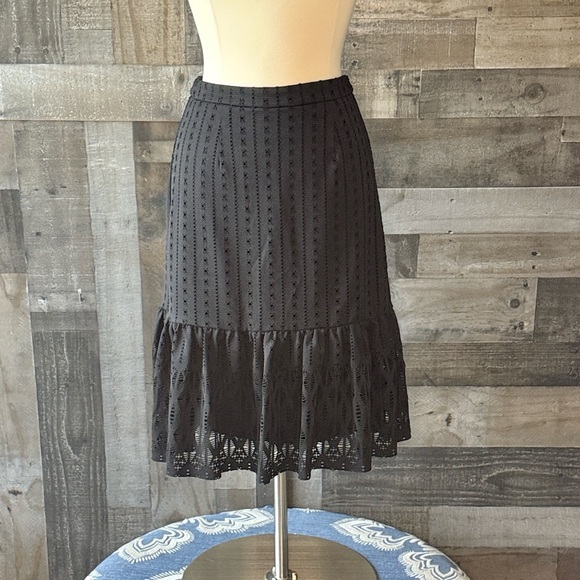 Anthropologie Moulinette Soeurs black lace midi skirt medium ruffle formal party - Picture 7 of 12